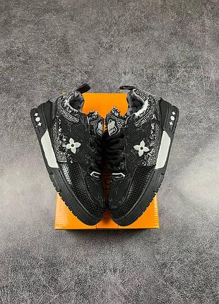 Louis vuitton x swarovski skate sneaker black, кросівки louis vuitton swarovski, стильне взуття louis vuitton, чорні кросівки lv