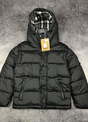 Пуховик burberry london england, мужской пуховик барберри, зимняя куртка burberry puffer, теплый пуховик burberry london xxl