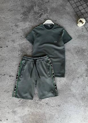 Комплект lacoste: шорты + футболка, летний набор lacoste, мужской брендовый комплект lacoste, топ комплект lacoste m