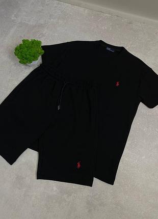 Комплект polo ralph lauren: футболка + шорты, мужской брендированный набор, стильный летний комплект, модная одежда polo ralph lau