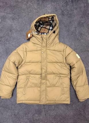 Пуховик burberry london england, мужской пуховик барберри, зимняя куртка burberry puffer, теплый пуховик burberry london m