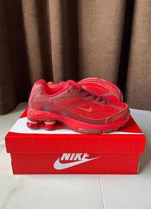 Nike shox ride 2 sp supreme red, червоні кросівки supreme nike shox, спортивне взуття nike shox 45