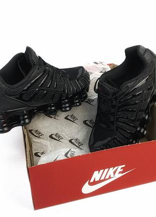 Кросівки nike shox tl triple black, стильне чоловіче та жіноче спортивне взуття преміум'якості, чорні кросівки nike shox 42