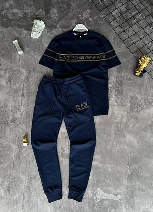 Комплект ea7 emporio armani, чоловічий костюм футболка + шорти ea7, брендове літнє вбрання xl