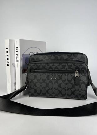Чоловіча сумка coach, брендовий аксесуар coach, класична чоловіча сумка через плече coach, фірмова чоловіча сумка coach premium