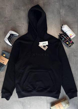 Худи черный carhartt, стильная мужская кофта carhartt, теплый худи carhartt черного цвета, модное худи carhartt m