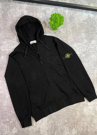 Зип-худи stone island черный, черный зип-худи stone island, худи на молнии stone island черное, мужское зоп-худи stone island, б m