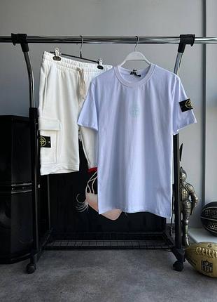 Комплект stone island мужской футболка + шорты, стон айленд комплект, стоник комплект, stone islandпремиум качество 100% хлопок