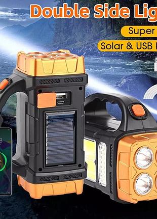Фонарь с солнечной панелью 25w power bank top light ост аварийный светильник оранжевый