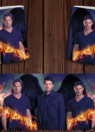 Чашка белая керамическая с принтом "надприродне" supernatural ост
