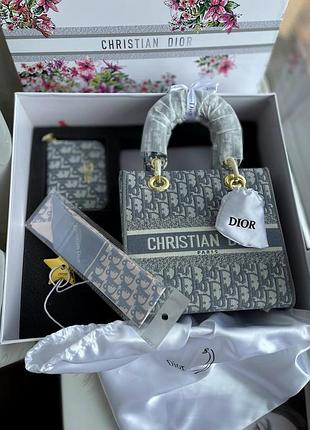 Роскошный набор dior premium: сумка, кошелек, украшение и платок, стильный подарок для женщины, элегантный комплект от dior