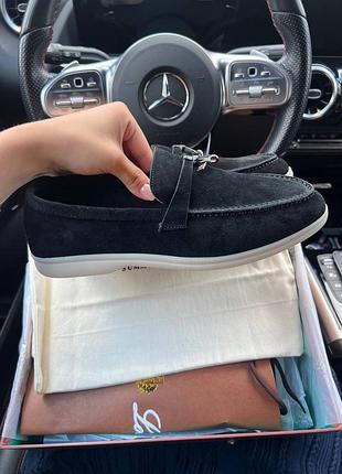 Loro piana loafers black, жіночі лофери loro piana, стильне взуття loro piana, чорні лофери loro piana, брендові туфлі loro pia 41