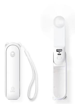 Ручний вентилятор jisulife life8, 12-21 год автономності, 2000 маг, power bank, led ліхтарик, 2 швидкості, білий