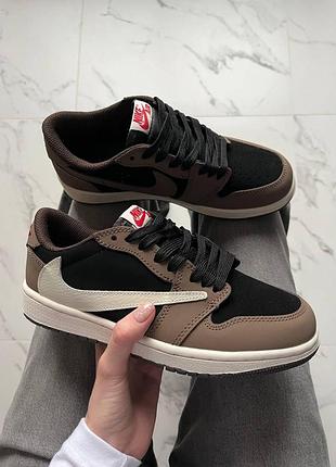 Jordan 1 low og sp travis scott brown mocha, кросівки джордан тревіс скотт, черловечі та жіночі jordan 1 low mocha 42