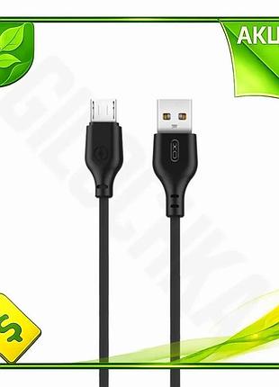 Ve кабель usb для micro new version usb 2.1a 1м xo чорний зарядний кабель для смартфона синхронізації n6w_ver