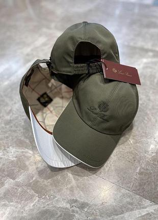 Кепка loro piana, стильная бейсболка лоро пиана, брендовая кепка loro piana из натуральных материалов зеленый