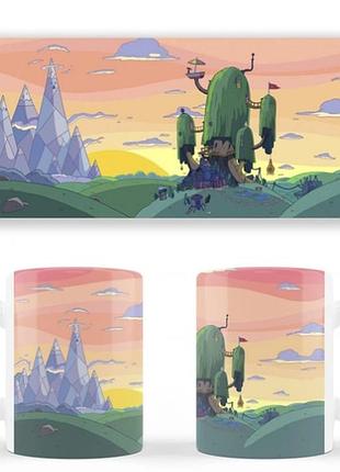 Чашка біла керамічна adventure time час пригод ост