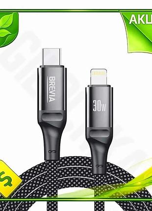 Ve кабель brevia type-c to new version lightning 30w 1м чорний зарядка для iphone ipad кабель передачі n6w_ver