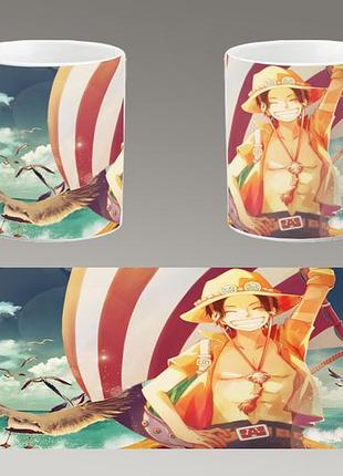 Чашка белая керамическая "ван пис" one piece ост