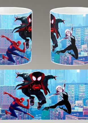 Чашка белая керамическая "человек-паук: через вселенные" spider-man ост