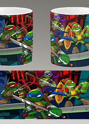 Чашка біла керамічна "черепашки-ніндзя" teenage mutant ninja turtles ост