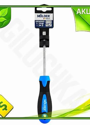 Ve отвертка шлицевая molder sl5 new version 100 мм для закручивания саморезов и винтов с прорезиненной n6w_ver