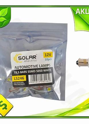 Ve автолампа led solar 12v new version ba9s 5smd 5050 біла для заміни освітлення в автомобілі світлоді n6w_ver