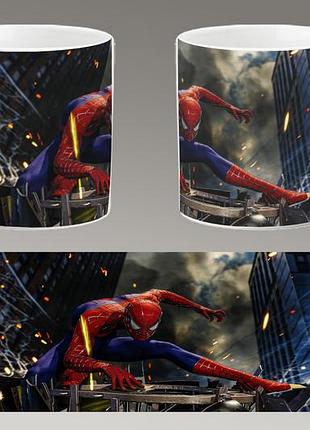 Чашка белая керамическая "человек-паук: через вселенные" spider-man ост