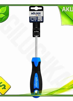 Ve отвертка molder крестовая ph2 new version 100 мм для закручивания винтов и саморезов с эргономичной n6w_ver