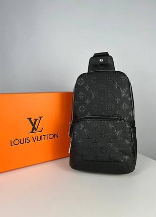 Мужская сумка слинг louis vuitton, нагрудная туристическая сумка, кожаная сумка через плечо, деловая черная сумка louis vuitton