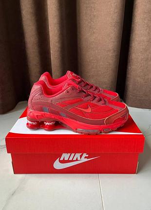 Nike shox ride 2 sp supreme red, червоні кросівки supreme nike shox, спортивне взуття nike shox 42
