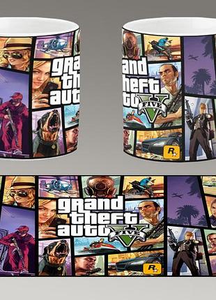 Чашка белая керамическая "gta 5" grand theft auto v "гта 5" ост