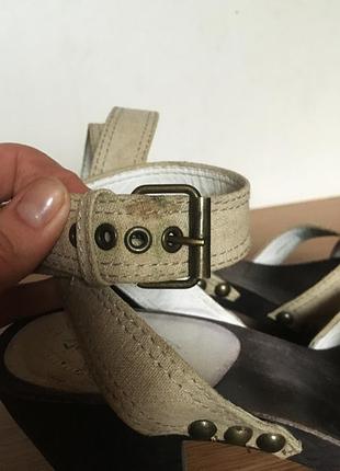 Холщовые босоноги с деревянной платформой