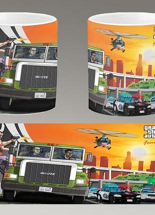 Чашка біла керамічна "gta 5" grand theft auto v "гта 5" ост