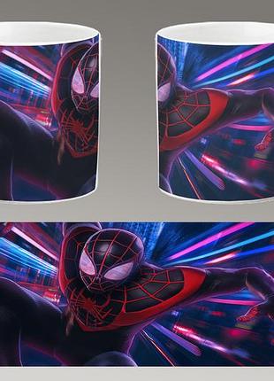 Чашка белая керамическая "человек-паук: через вселенные" spider-man ост