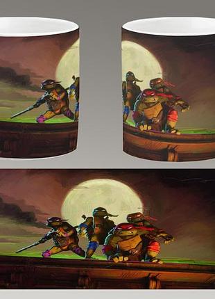 Чашка белая керамическая "черепашки-ниндзя" teenage mutant ninja turtles ост