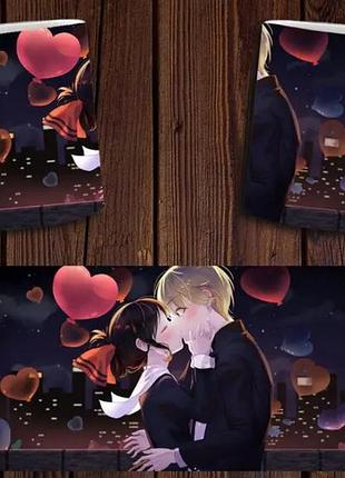 Чашка белая керамическая с принтом аниме "kaguya sama: love is war" пані кагуя: у коханні як на війні ост