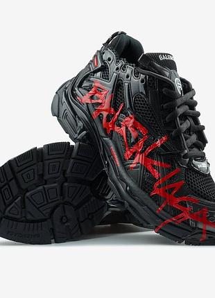 Balenciaga runner graffiti black red, стильні чоловічі та жіночі кросівки, преміум'якість, з фірмовою коробкою 44