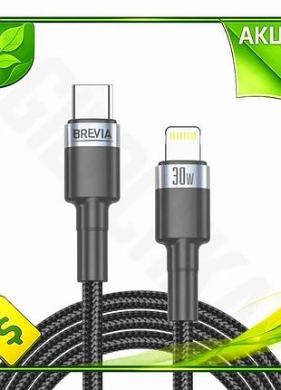 Ve кабель brevia type-c to new version lightning 30w 1м чорний для швидкого заряджання та передачі дан n6w_ver