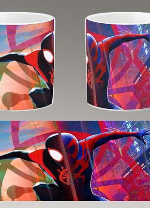 Чашка біла керамічна "людина-павук: через всесвіти" spider-man ост