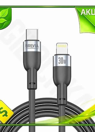 Ve кабель brevia type-c to new version lightning 30w 1,2м чорний для швидкого заряджання та передачі д n6w_ver