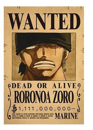 Плакат ван пис ророноа зоро one piece ost