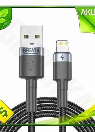 Ve кабель usb to lightning new version brevia 2,4а 2м черный для зарядки и передачи данных iphone ipad n6w_ver