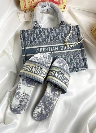 Dior шлепанцы женские, брендовая летняя обувь dior, стильные текстильные шлепки dior, модные шлепанцы диор