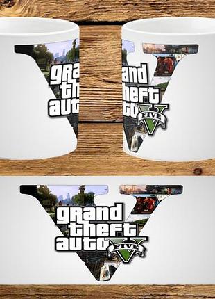 Чашка біла керамічна "gta 5" grand theft auto v "гта 5" ост