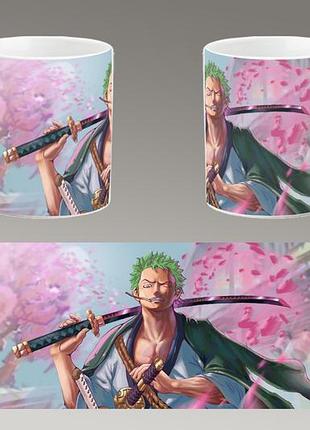 Чашка біла керамічна "ван пис" one piece ост