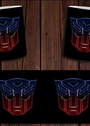 Чашка белая керамическая с принтом "transformers" трансформери ост