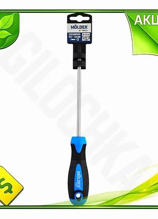 Ve отвертка molder крестовая ph2x150mm new version с прорезиненной ручкой для закручивания и откручива n6w_ver