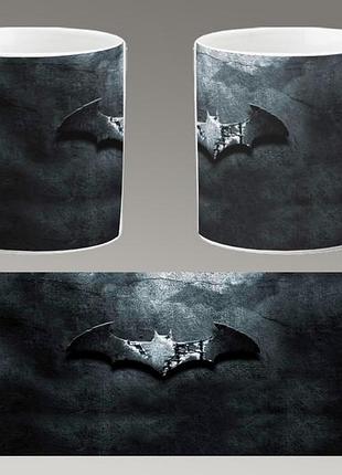 Чашка біла керамічна "бетмен логотип" batman logo ост