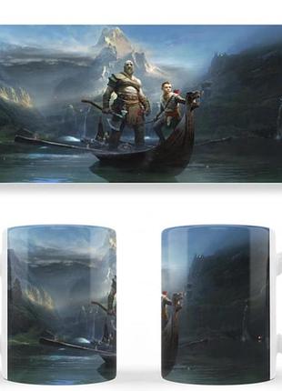 Чашка біла керамічна god of war (бог війни) ост
